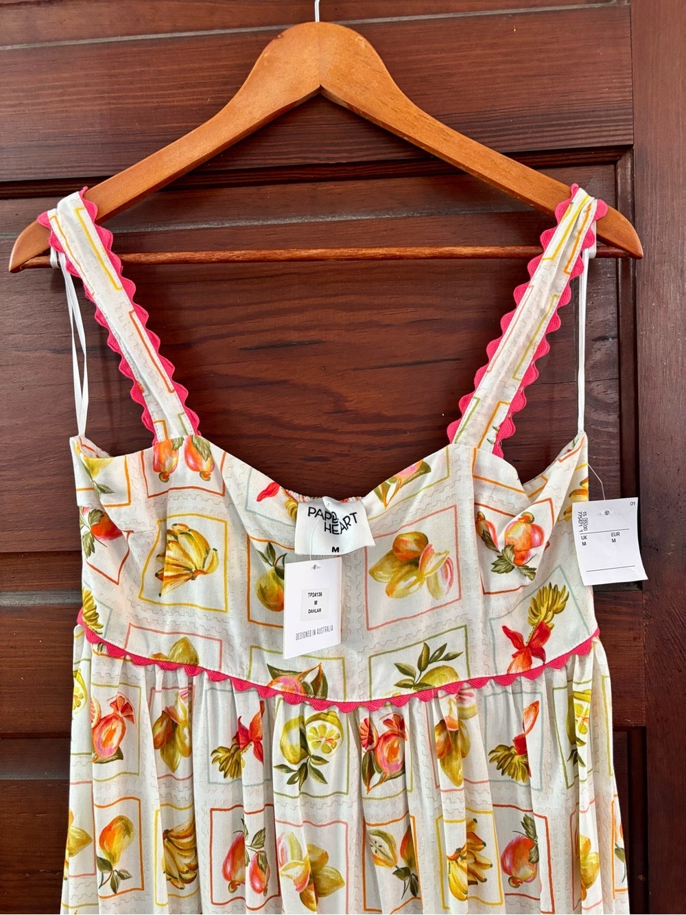 NWT Anthropologie Paper Hearts Dahlar Fruit Pattern Sleeveless Maxi Dress - Picture 5 of 11